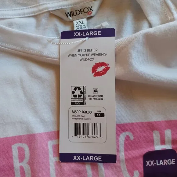 NEW! WILDFOX French Martini Ryan Top - White Size XXL - Picture 10 of 12